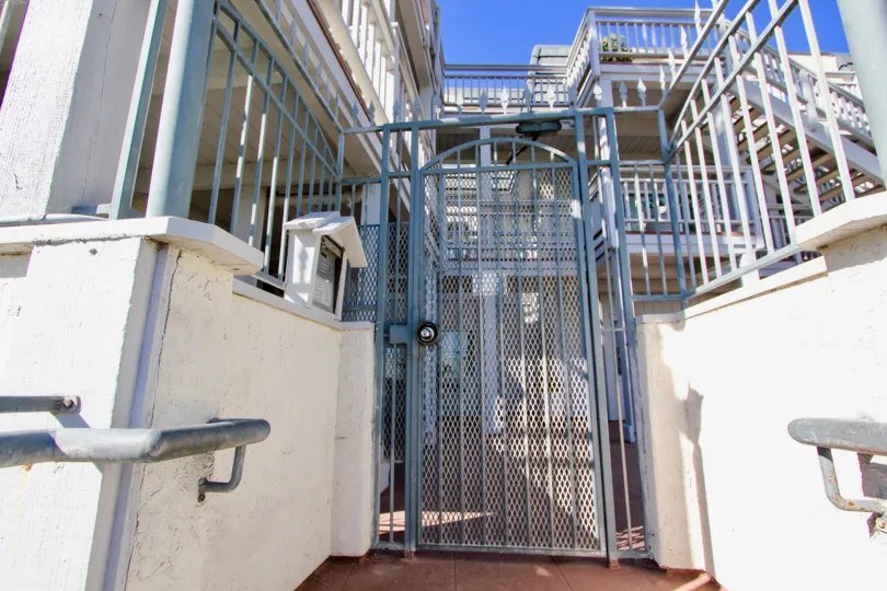 Security gate between two residential units at Cortez in Imperial Beach California