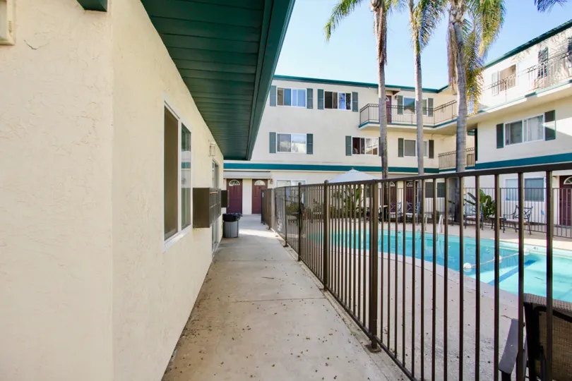 Community buildings with pool at Dolphin Bay in Imperial Beach CA