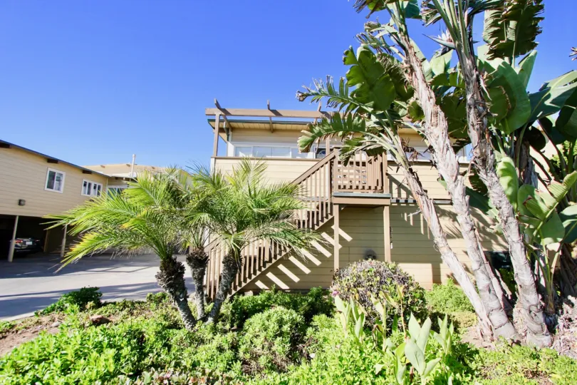 Two story housing with attached stairway at La Boca Rio in Imperial Beach California