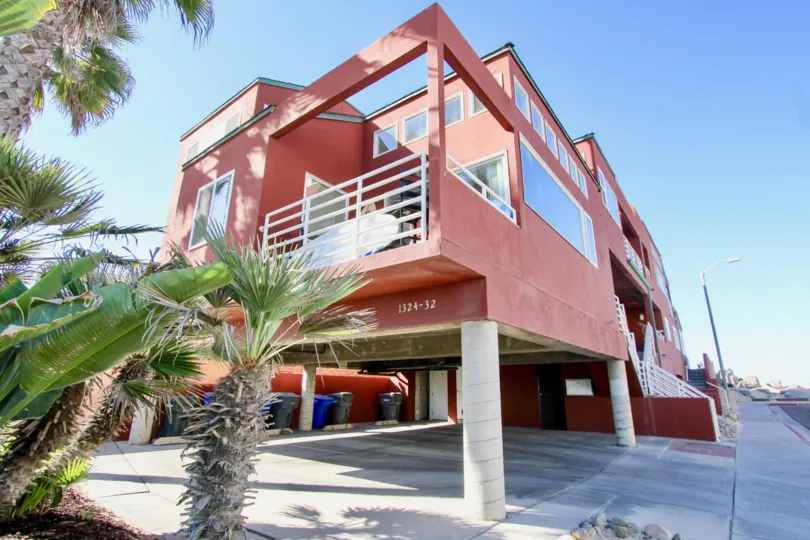 Corner view of residences in Sandcastle Cove community in Imperial Beach