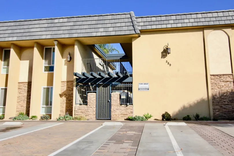 Security gate in front of residential complex at Sands Pointe in Imperial Beach California