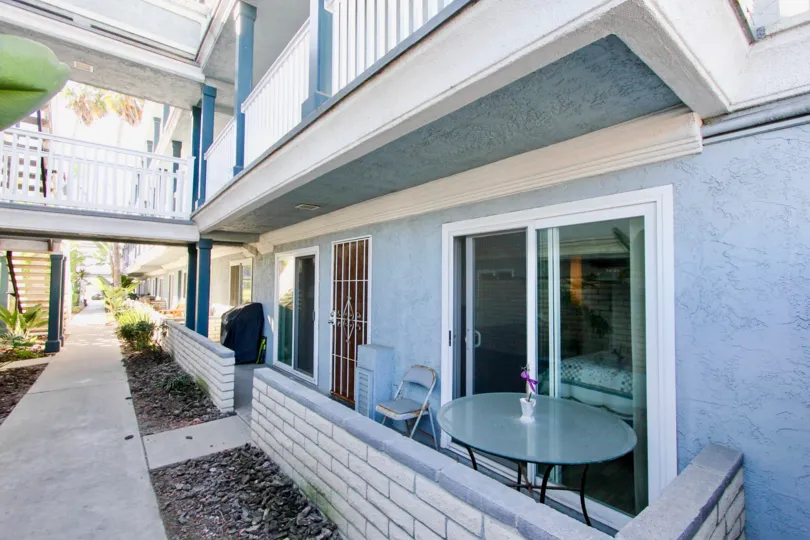 Patio and residential unit at Sea Village in Imperial Beach California
