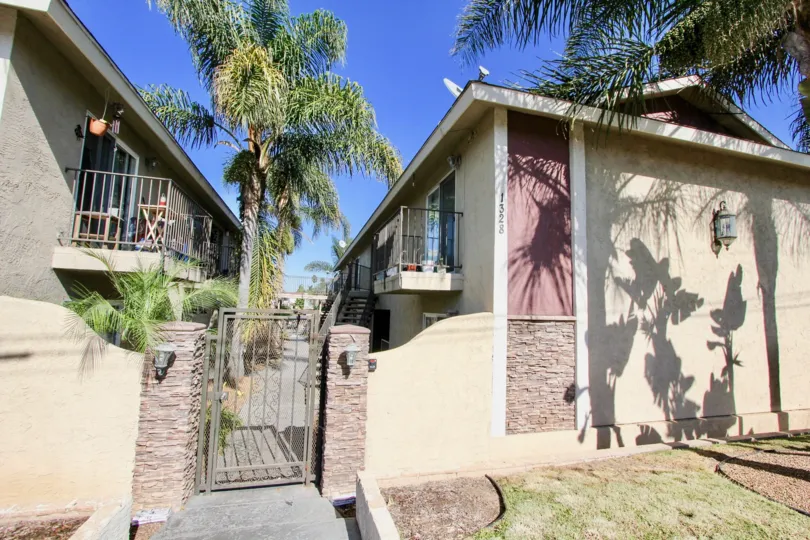 Security gate between residential units at Seabreeze Gardens in Imperial Beach California