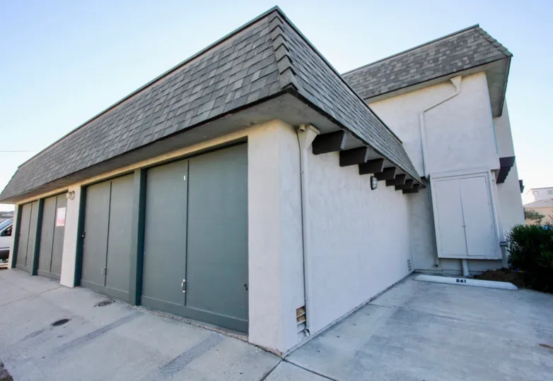 A corner building in the Silverstrand Gardens community showing nice shadow contrast. The setting is in Imperial Beach California.