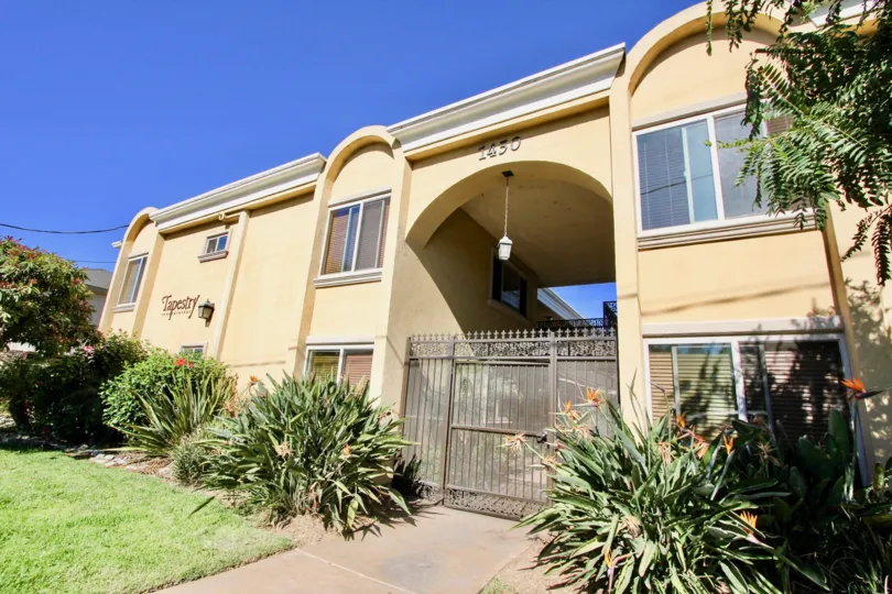 A sunny day at the front gate of the Tapestry community in Imperial Beach, California.