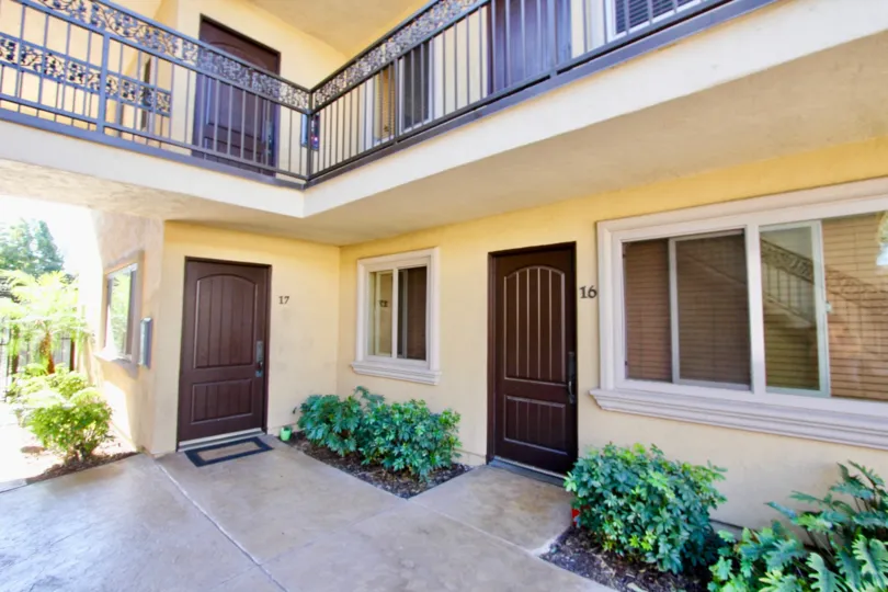 In Apartment, Two villa are near to each other with number 16 and 17, with plants near it
