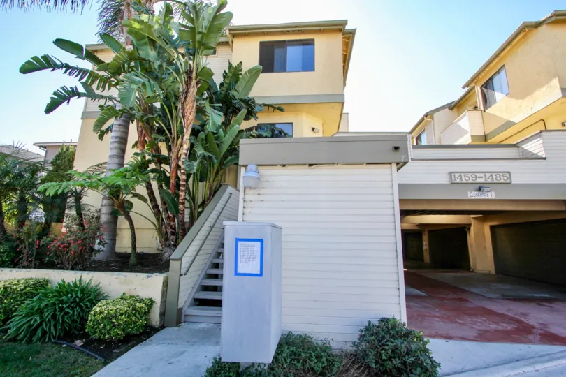Housing with underground parking and stairways at Tradewinds in Imperial Beach California