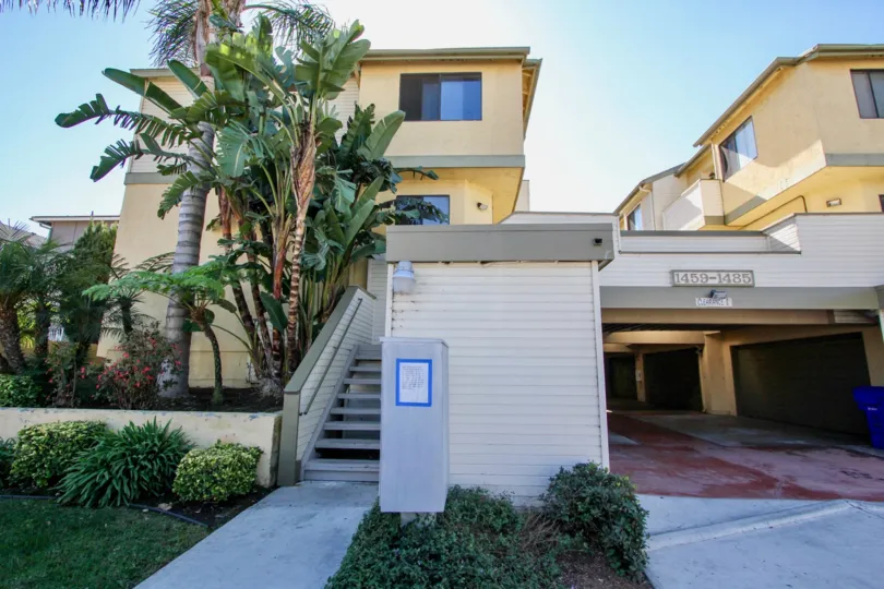 Stairway near residential units at Tradewinds in Imperial Beach California