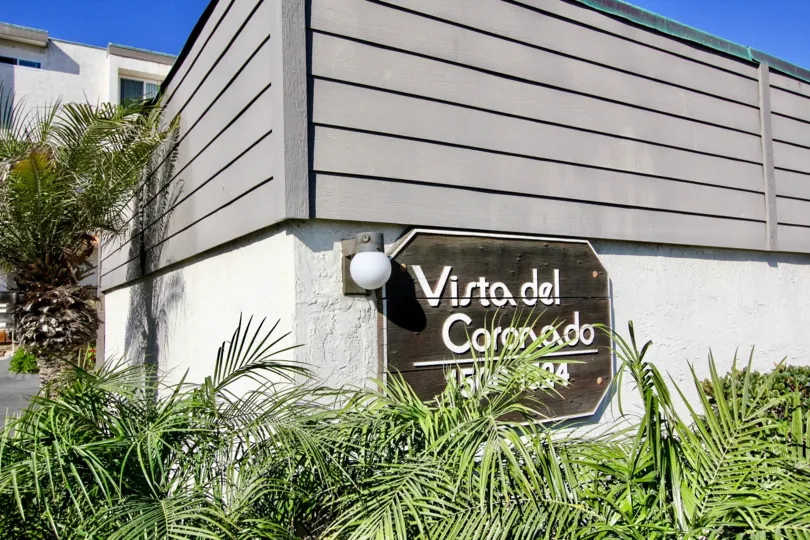 Community wall and sign at Vista Del Coronado in Imperial Beach California