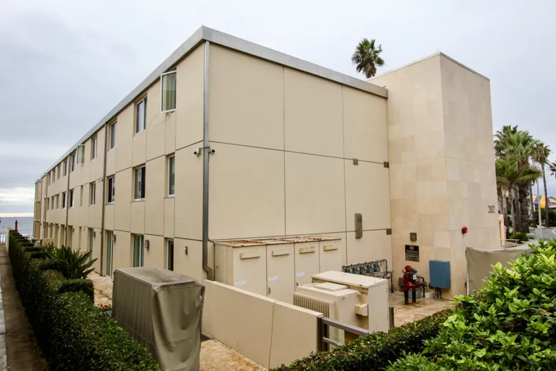 Three story housing & windows inside 202 Coast at La Jolla California