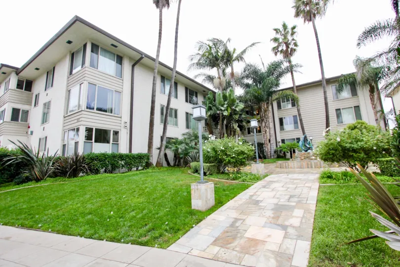 THE APARTMENTS IN THE 220-240 COAST WITH THE GRASS LAND, LONG TREES, PLANTS