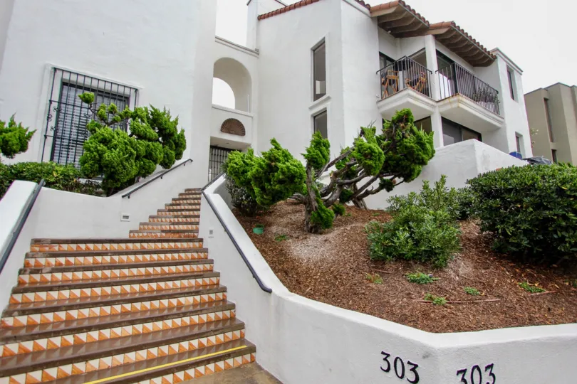 Beautifully designed stair way with gusty air blown trees of 303 Coast.