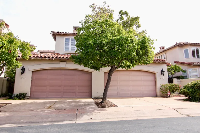 Double garage with tree view in La Jolla California at the Blackhorse.