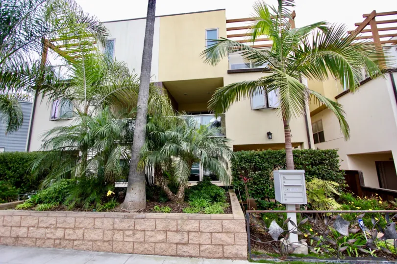 Condo housing with wooden scaffolding inside Bonair Street Condos in La Jolla CA