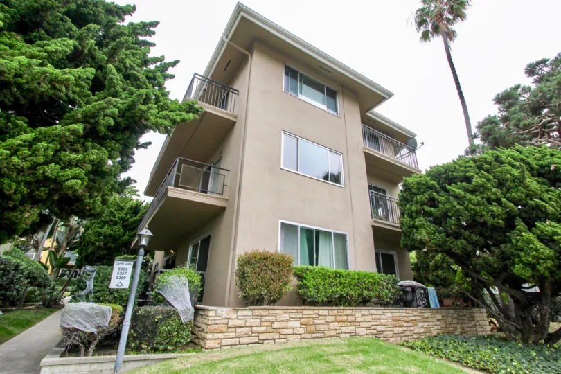 A three story apartment complex in the Capri Aire community.