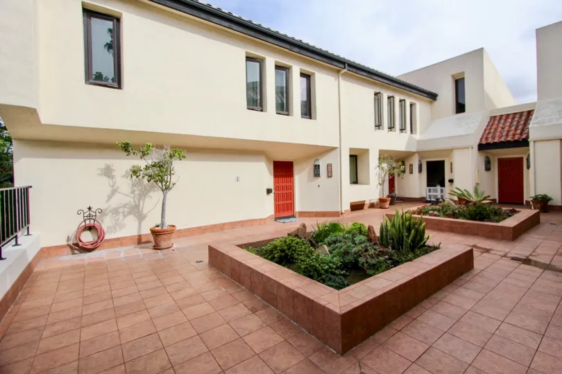 Two brown tile planters at Casa Del Grande in La Jolla CA