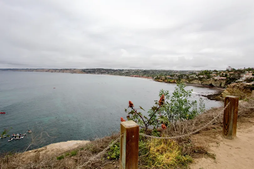 Large lake with ducks and rocks at Cliffs in La Jolla in California