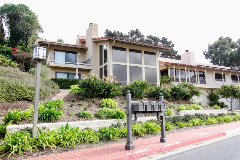 Mailboxes near street and residence at Coromandel Park in La Jolla California