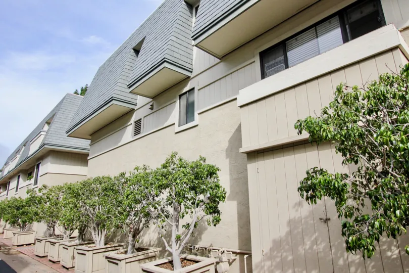 Two story hut style units inside Del Charro Woods in La Jolla CA