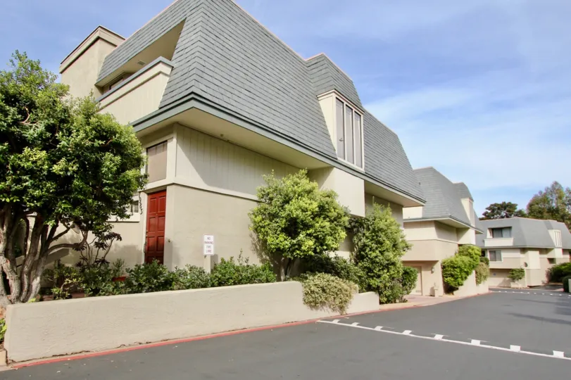 Speed bump in front of residential building at Del Charro Woods in La Jolla CA