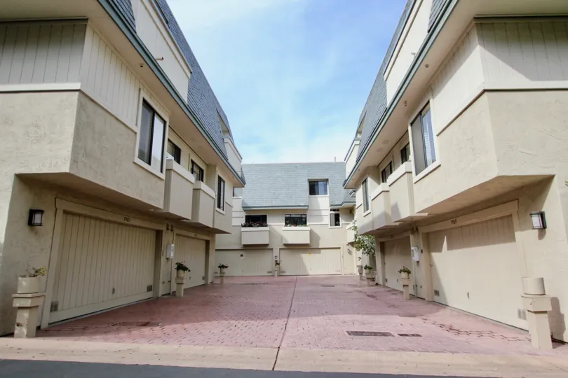 Driveway between two condominium units inside Del Charro Woods in La Jolla CA