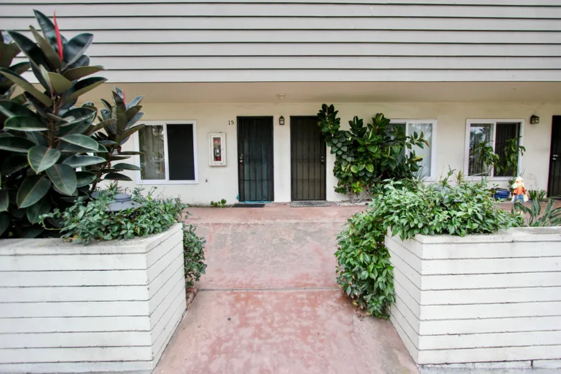 Two black security doors at residence at Fontaine Bleu in La Jolla California
