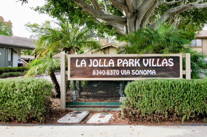 Generic community sign at La Jolla Park Villas in La Jolla CA