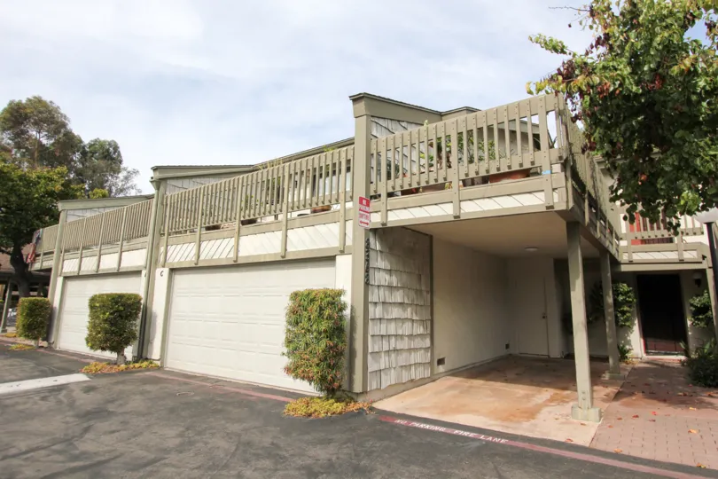White and brown railing housing units at La Jolla Park Villas in La Jolla California