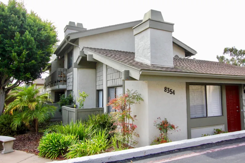 Gray units with fireplaces inside La Jolla Park Villas in La Jolla CA
