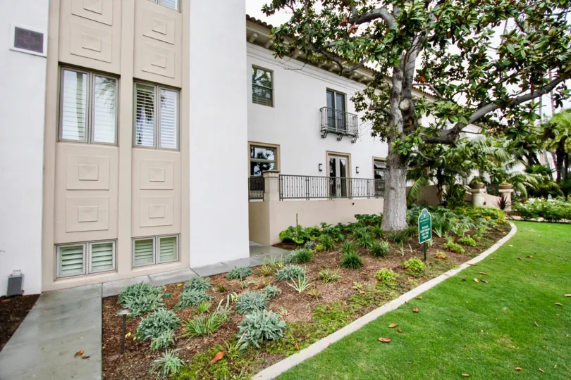 A few of the beautifully landscaped condos in the La Jolla Prospect Condo community in La Jolla, California