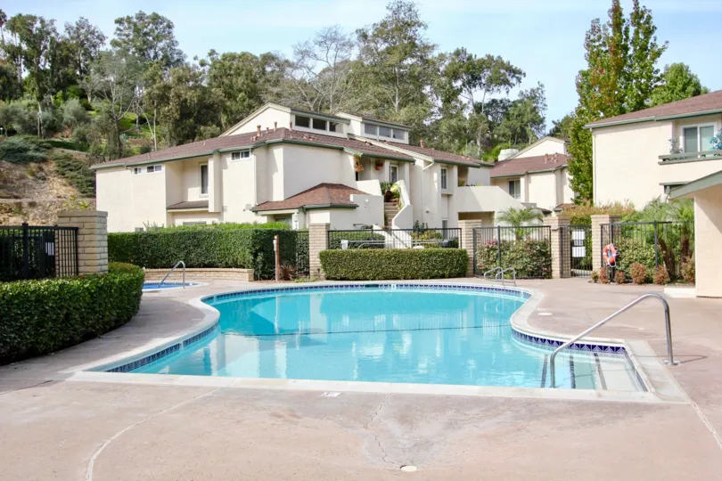 Large pool next to hot tub at La Jolla Terrace in La Jolla CA
