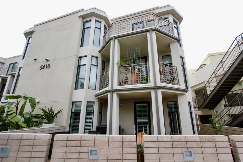 Modern architecture at the three story Seahaus in La Jolla, California