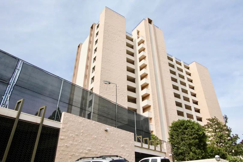 The Shore Tower has many apartments and with street lamps