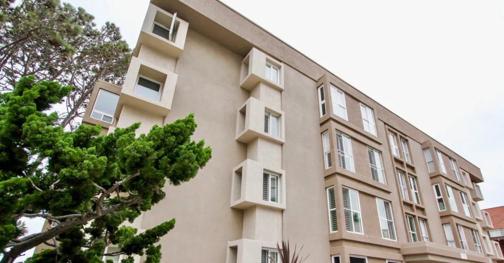 Brown building with lots of windows at Shorepoint in La Jolla CA
