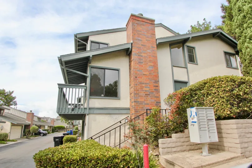 A house and its mailbox in the Southpointe community of La Jolla, California.