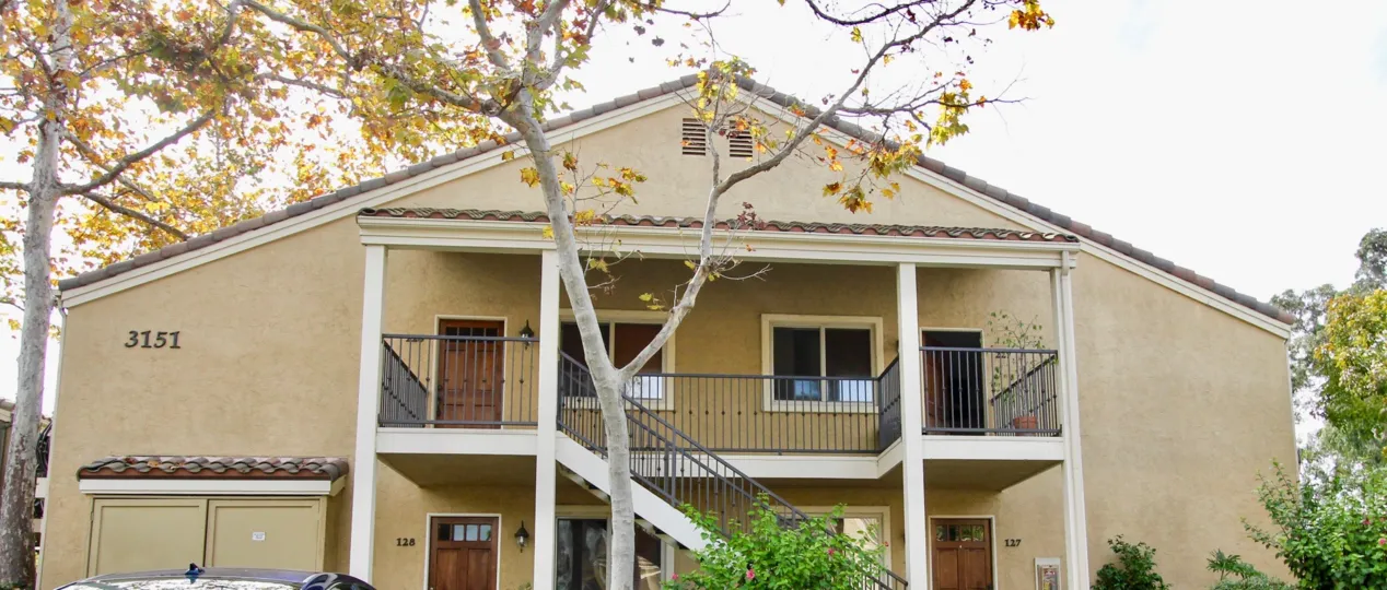 A two story a framed housing unit at Villa Tuscana in La Jolla CA