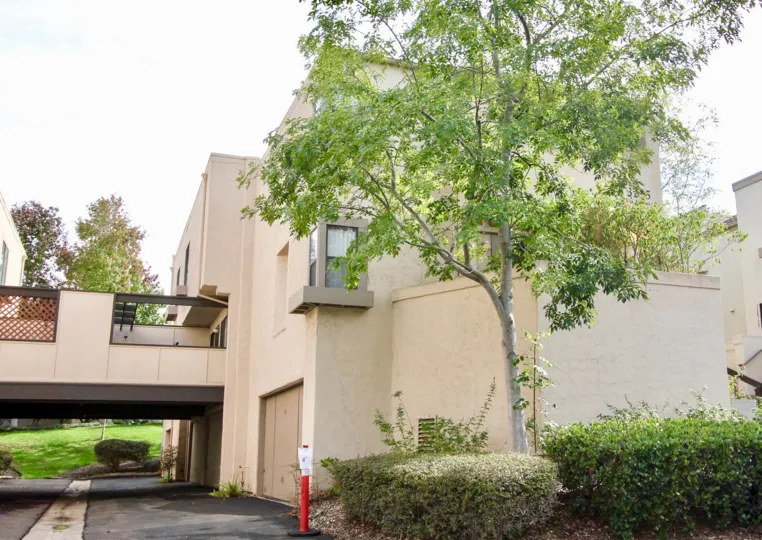 Driveway next to a building with a tree inside Woodlands West I in La Jolla CA
