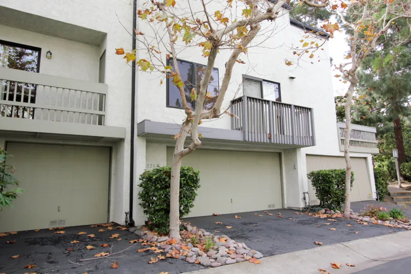 Enclosed garages at the Woodlands complex in La Jolla, California.