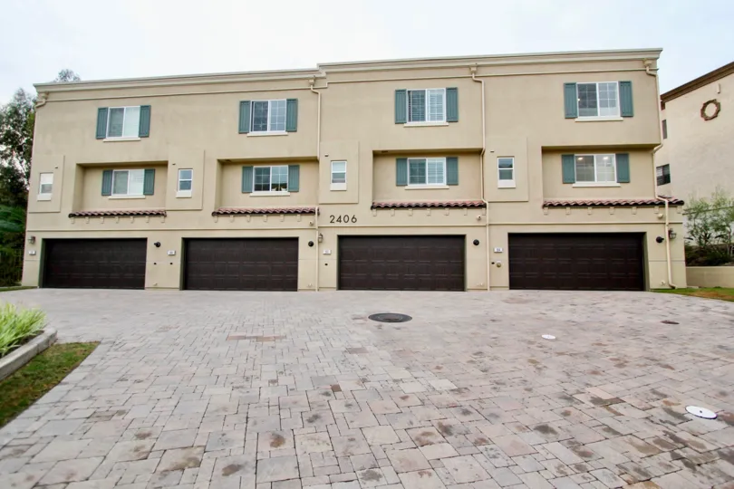 Four Identical Garages lined up at Ziani in La Jolla