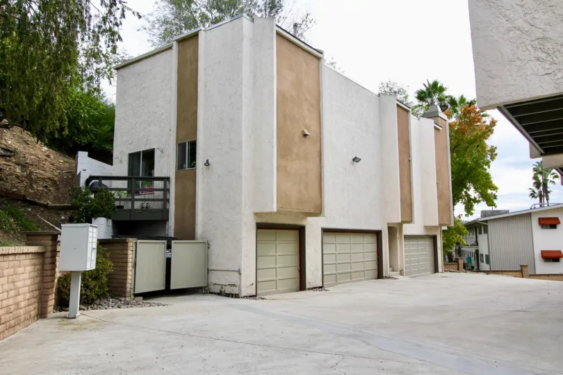 A mail box near some garages inside Marengo Court Community in La Mesa CA