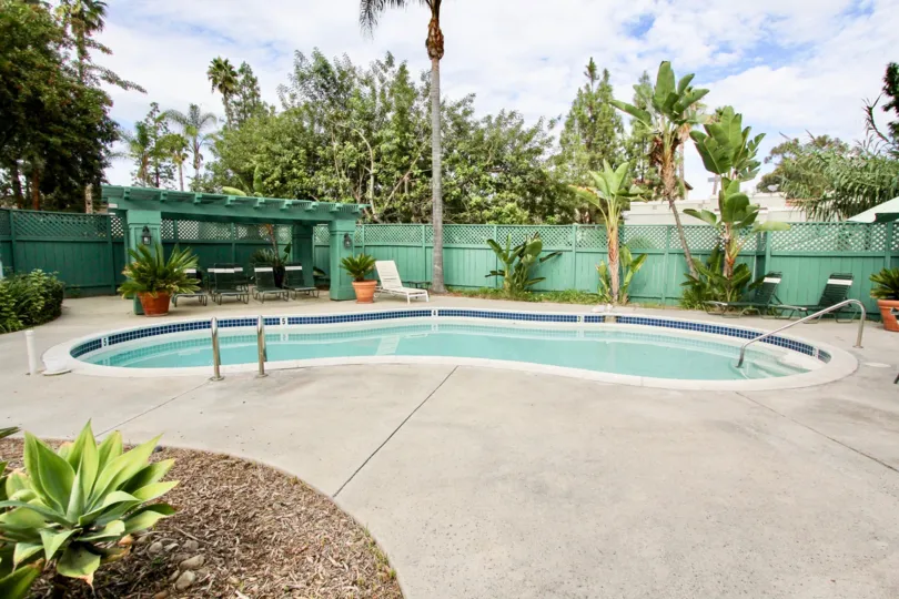 Fabulous swimming pool surrounded with trees in villas of Shasta Greens of La Mesa