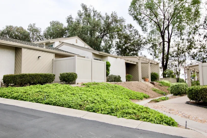 A day in the Smoke Tree with a nice house and trees.
