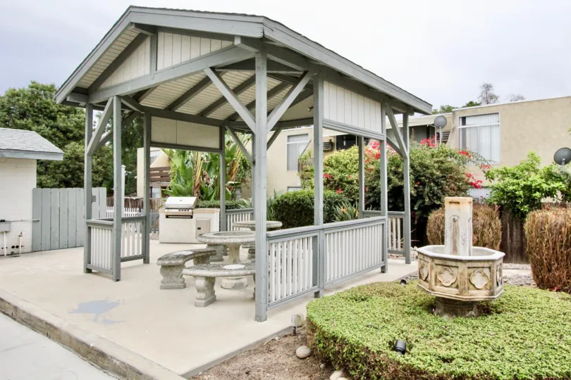 A lovely day at Windsor Chalet in La Mesa with a picnic area and fountain.