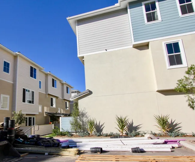 Landscape improvement outside the stylish residences at Aura in Mira Mesa, California