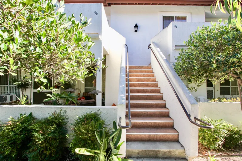 Canyon Bluffs, Mira Mesa , California, brown steps, plants