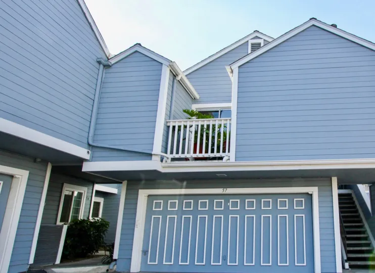 Two story residence with attached garage at Canyon Colony in Mira Mesa California