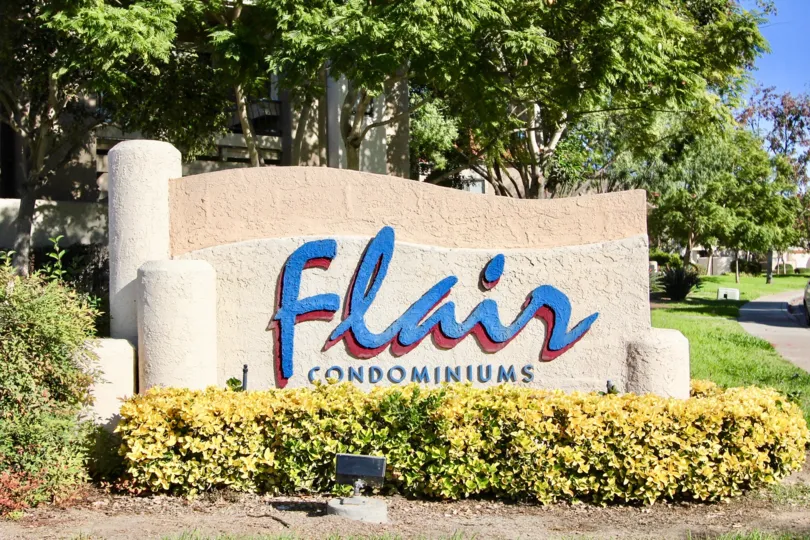 Green View of the entrance to Flair Condominiums Mira Mesa, California