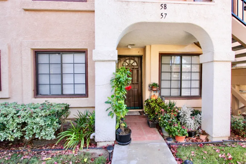 Residence with potted plants at High Ridge in Mira Mesa California