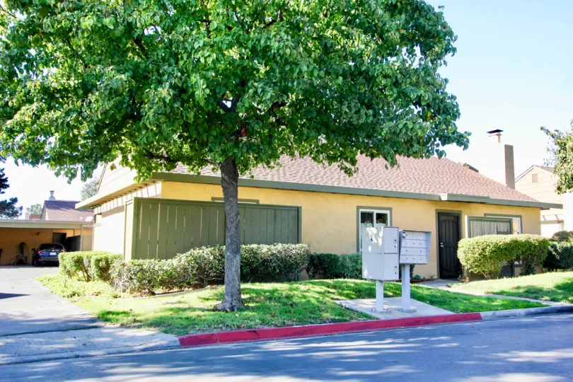 The sunny day in the Mesa Village, a beautiful building.