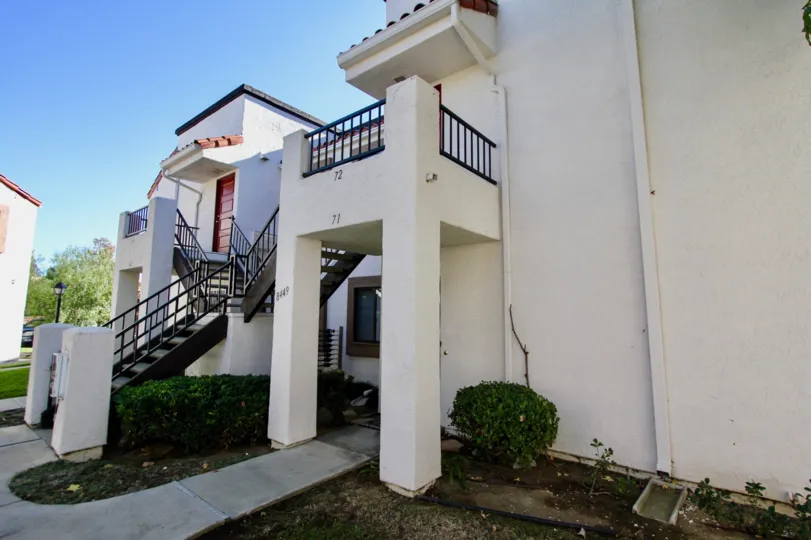 Side view with entry stairs of Villas at Westmore, Mira Mesa, California